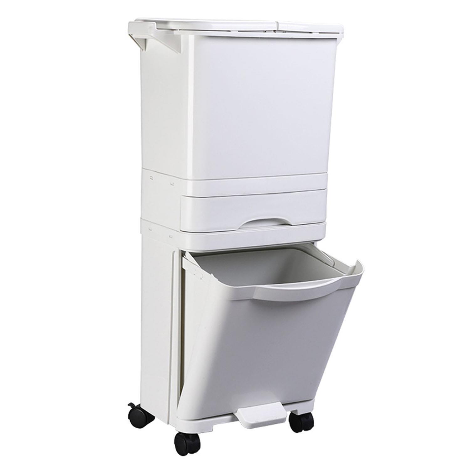 42L PLASTIC TRASH BIN KITCHEN RECYCLING 4 COMPARTMENT RECYCLE WASTE PEDAL BIN