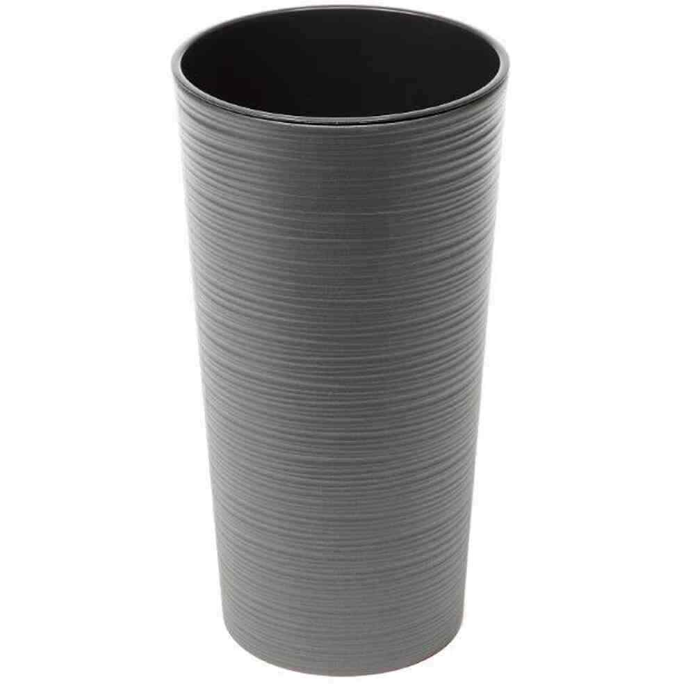 Planter Locon ,Graphite Rillenoptik, Ø30x57cm Plastic Planter with Insert