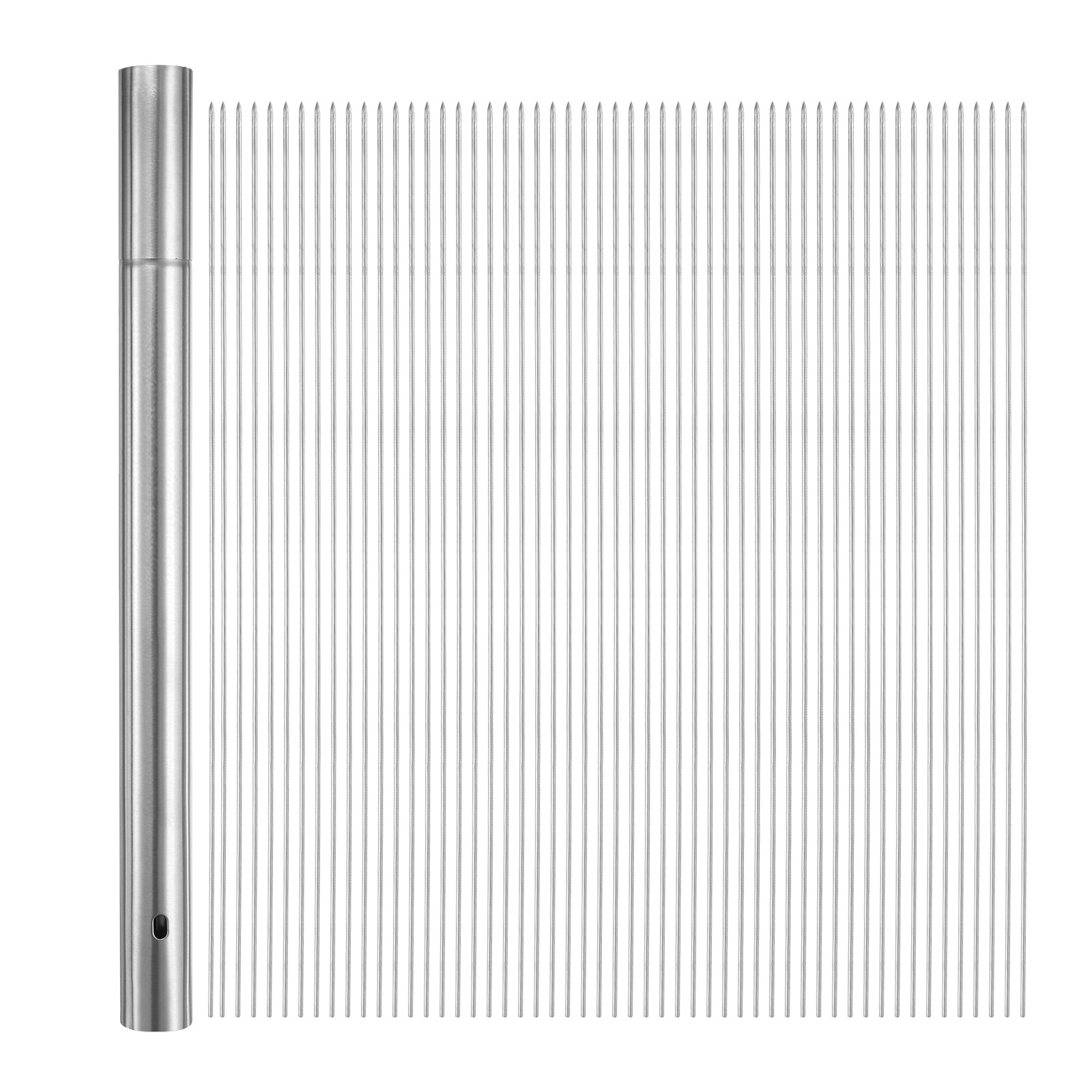 100pcs Kebob Skewers 35cm x 2.8cm Stainless Steel Round Sticks with Tube Storage