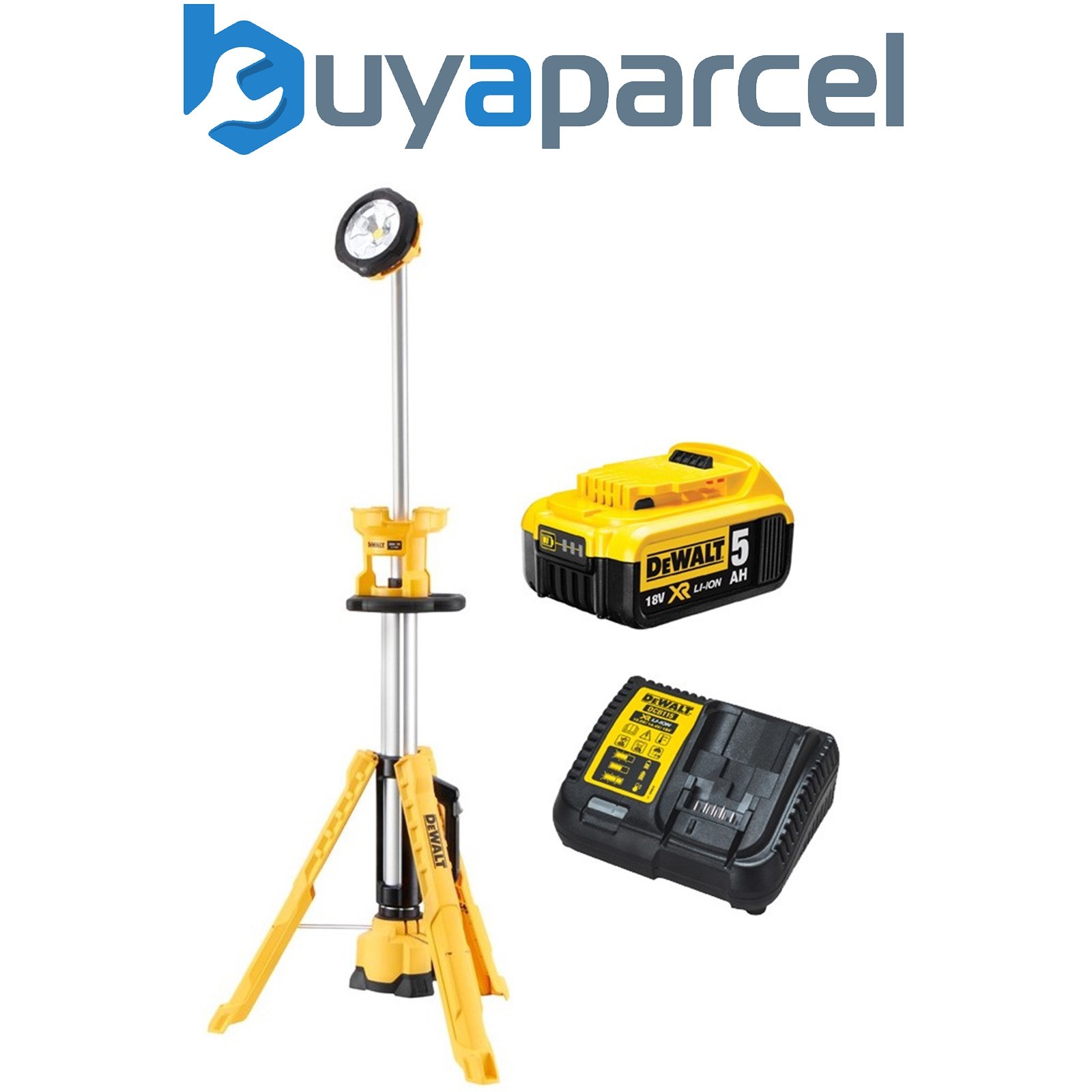 Dewalt DCL079 18v XR Cordless LED Light Tripod Site Light + 5.0ah Battery