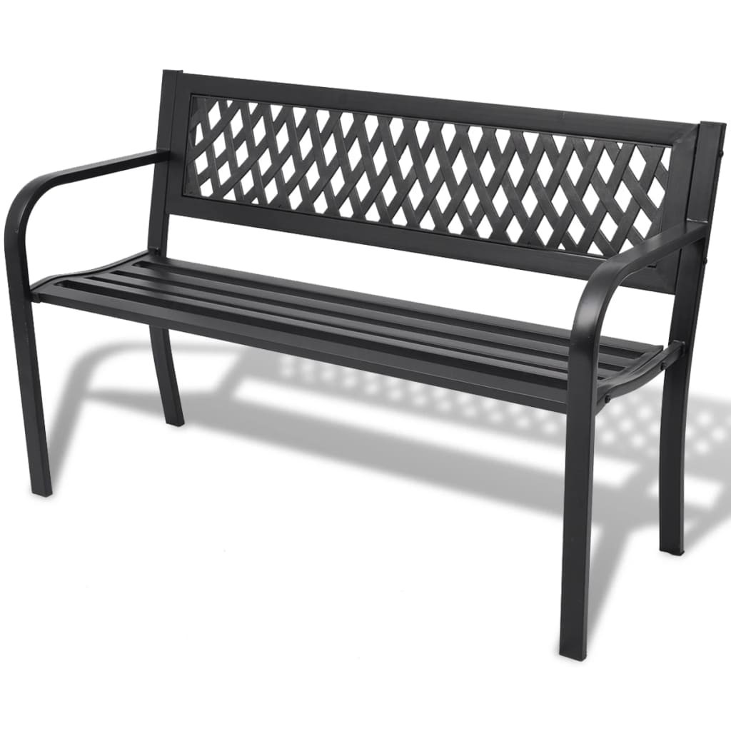 Garden Bench Black Steel Outdoor Patio Park 2-seater Seat Furniture vidaXL