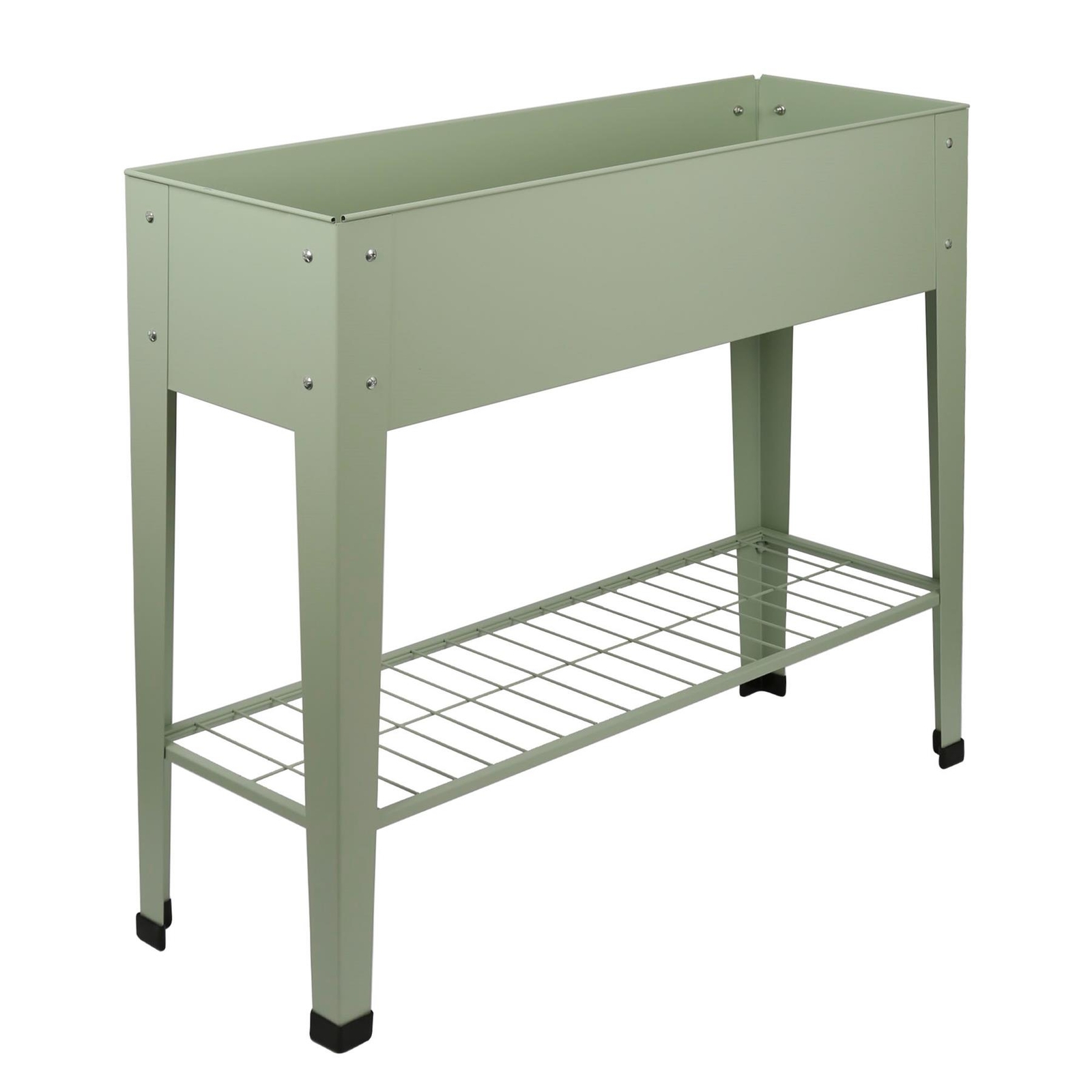 1x Elevated Raised Garden Bed with Legs & Storage Shelf Green Galvanised Steel