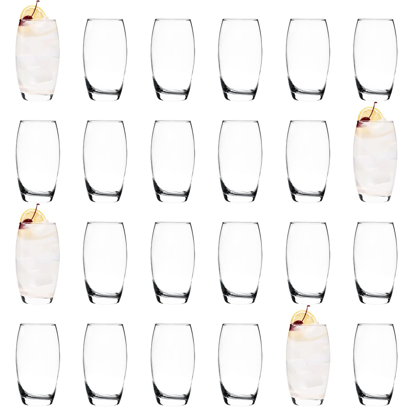 24x Highball hiball Glasses Water Juice Beer Cocktail Tumblers 510ml Clear