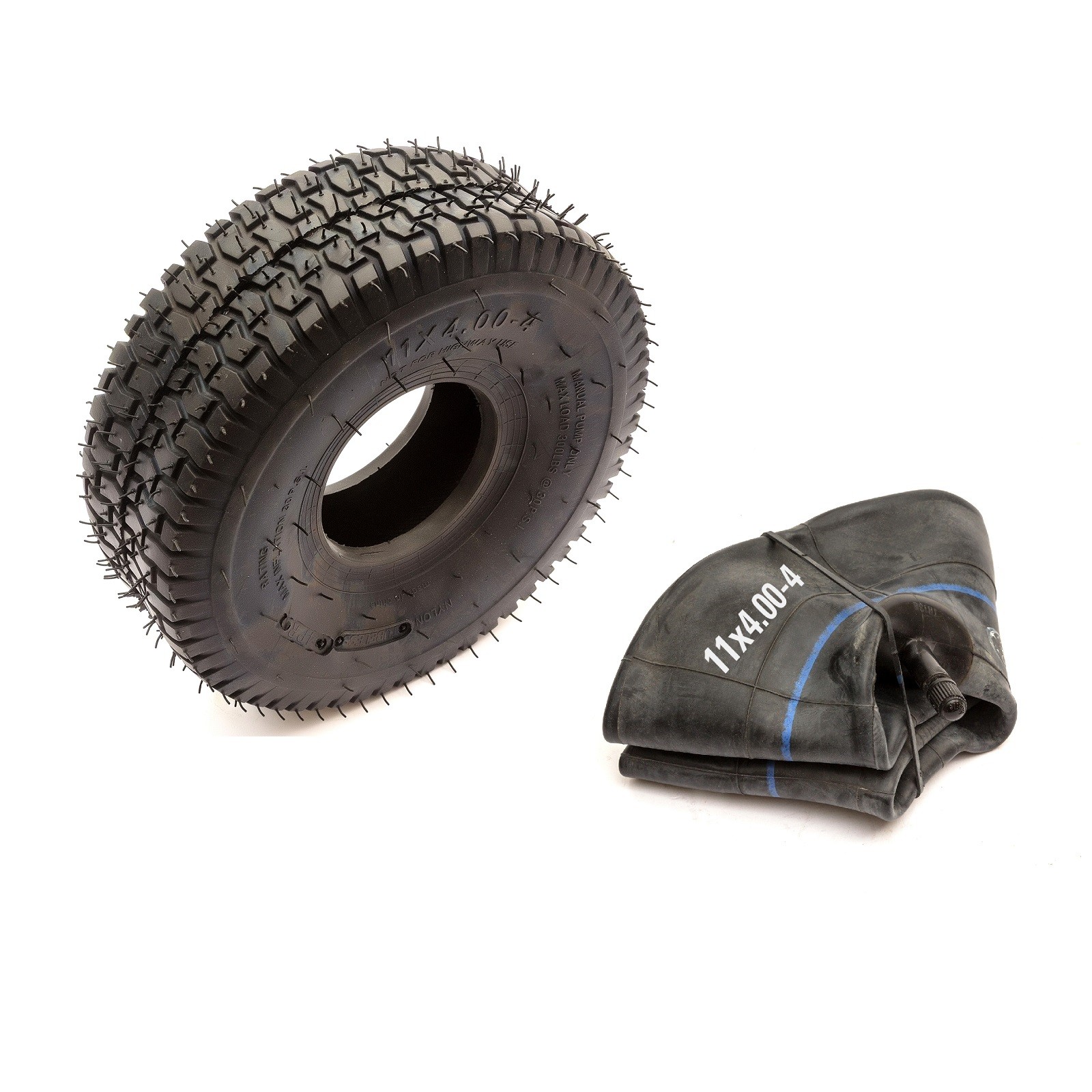 Tyre 11x4.00-4 & Inner Tube Garden Lawn Tractor 4 Ply Grass Safe Turf Tread