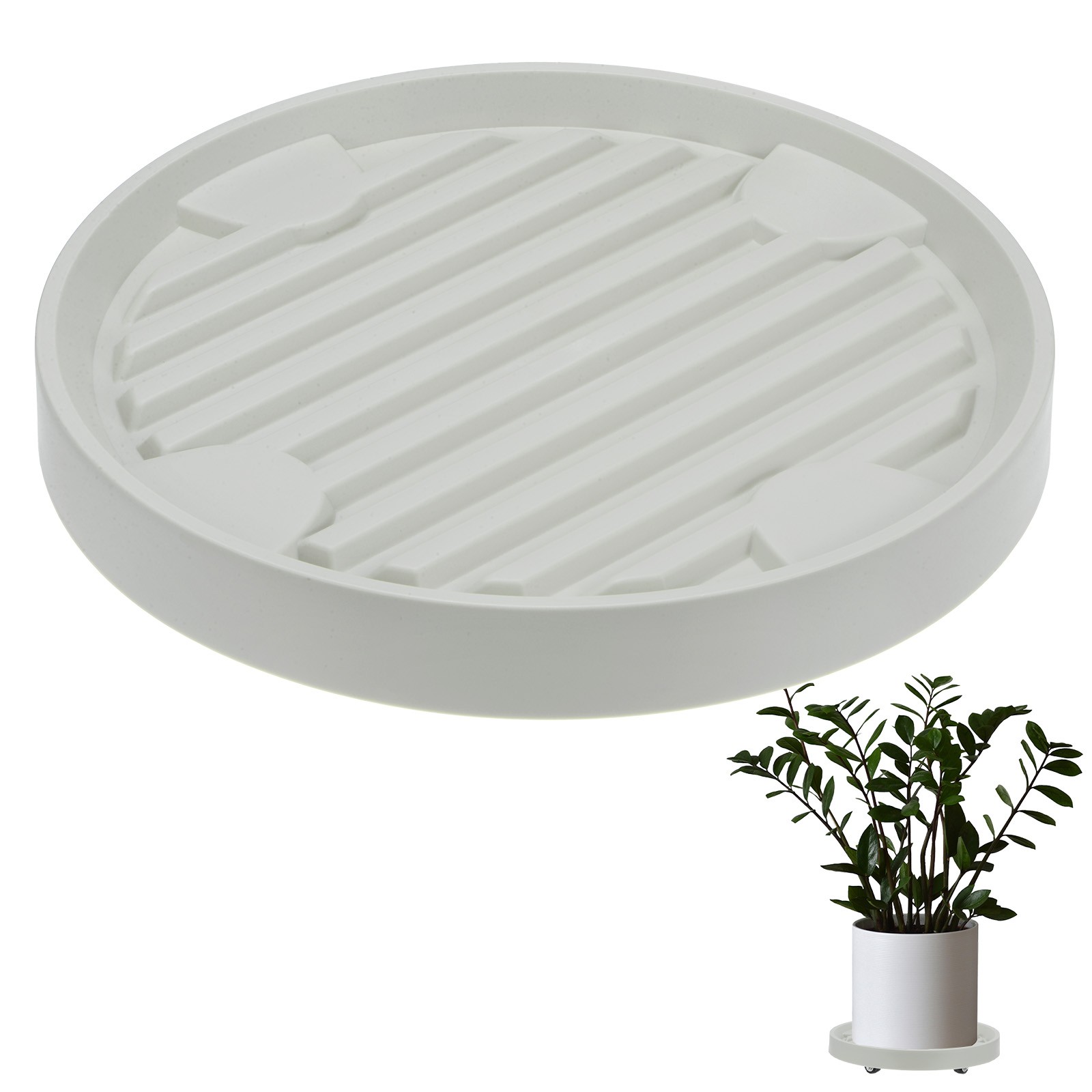 1Pcs Plant Stand with Wheels, 12.2 Inch Round Indoor Planter Mover Trolley Beige