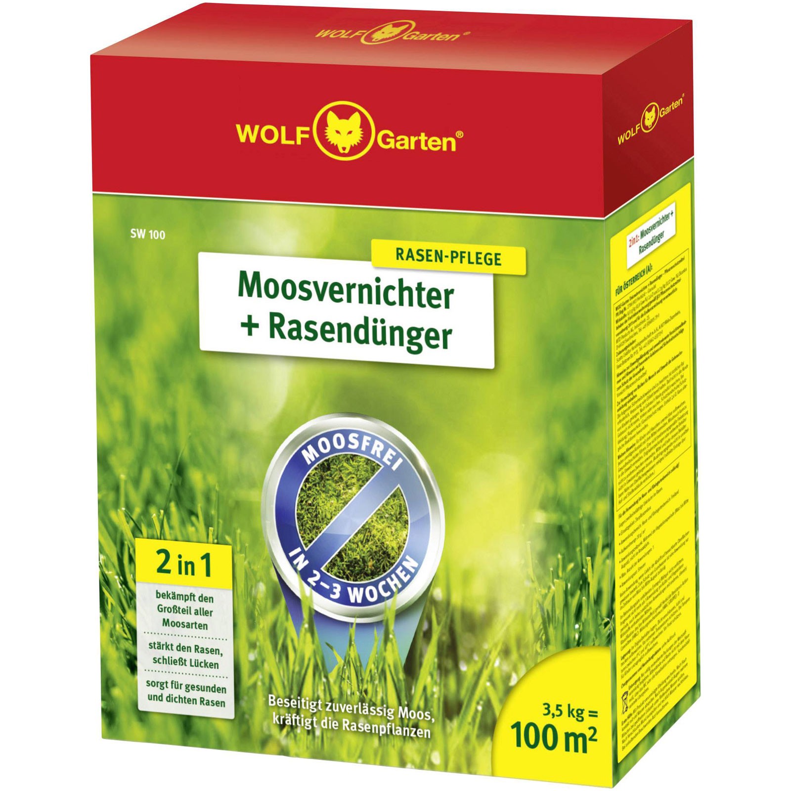 WOLF-Garten Moss Killer+Lawn Feed SW100 Covers 100m² Strengthens Lawn