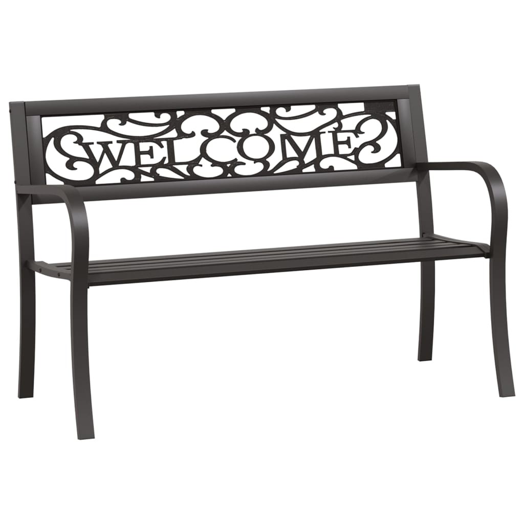 Garden Bench 125 cm Steel Black Outdoor Terrace Seating Chair vidaXL
