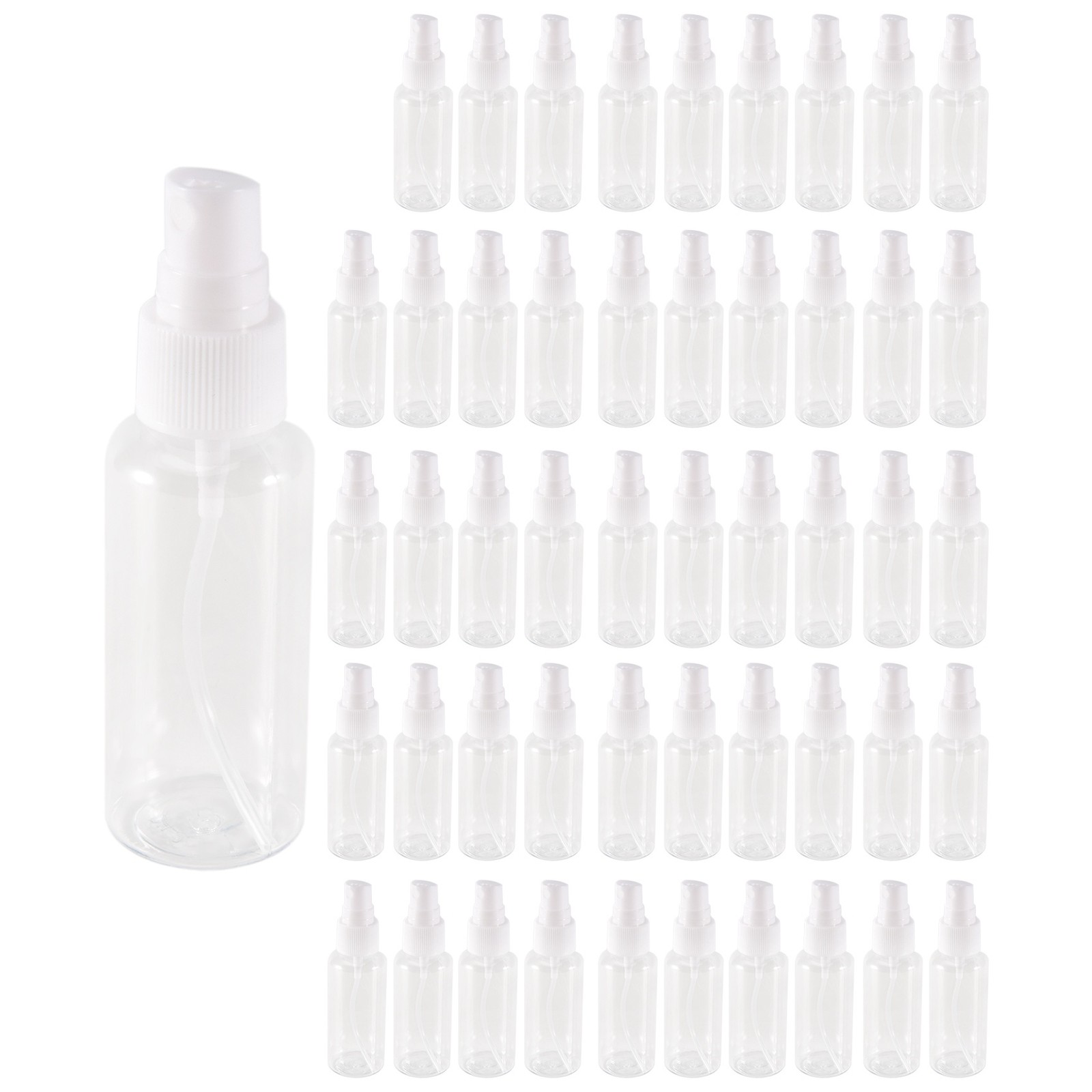 50 Pieces 50Ml Bottles Plastic Empty Refillable Atomiser Transparent4828
