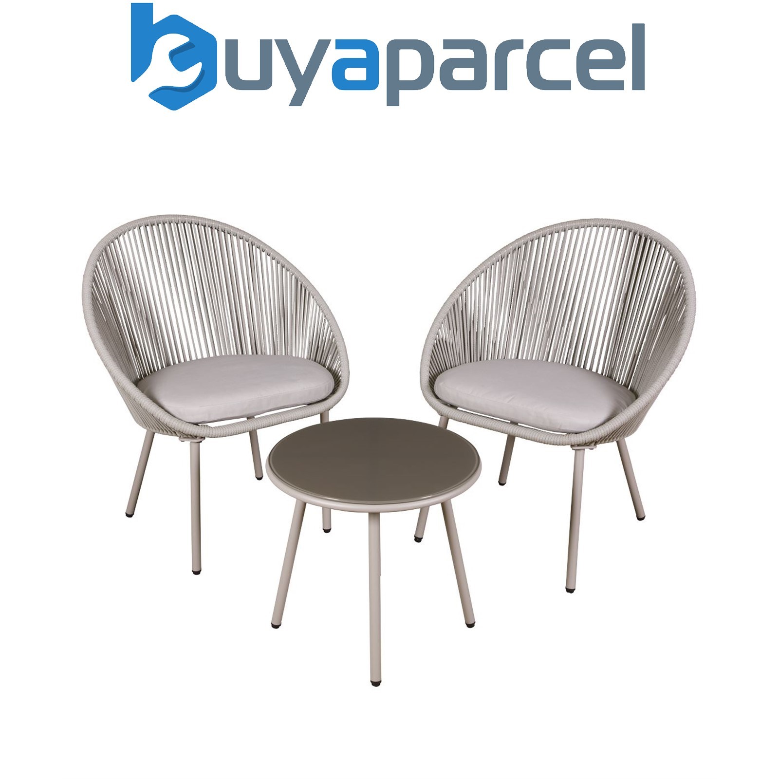 Sealey DG55 Dellonda Como Steel Bistro Set with Tempered Glass Tabletop 3pc