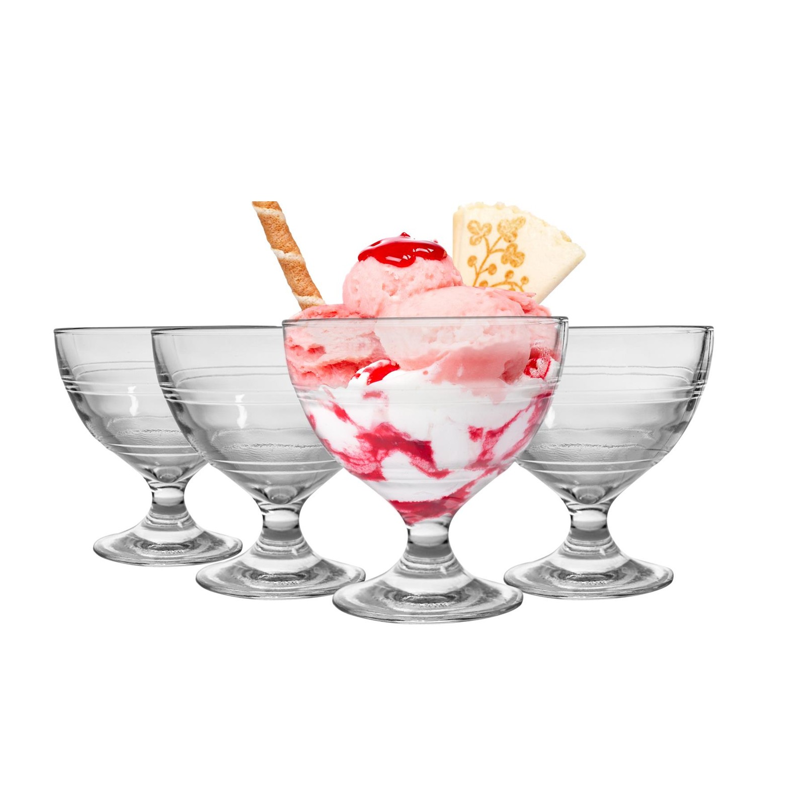 Duralex Gigogne Glass Ice Cream Sundae Dessert Bowls 250ml with Stem x6