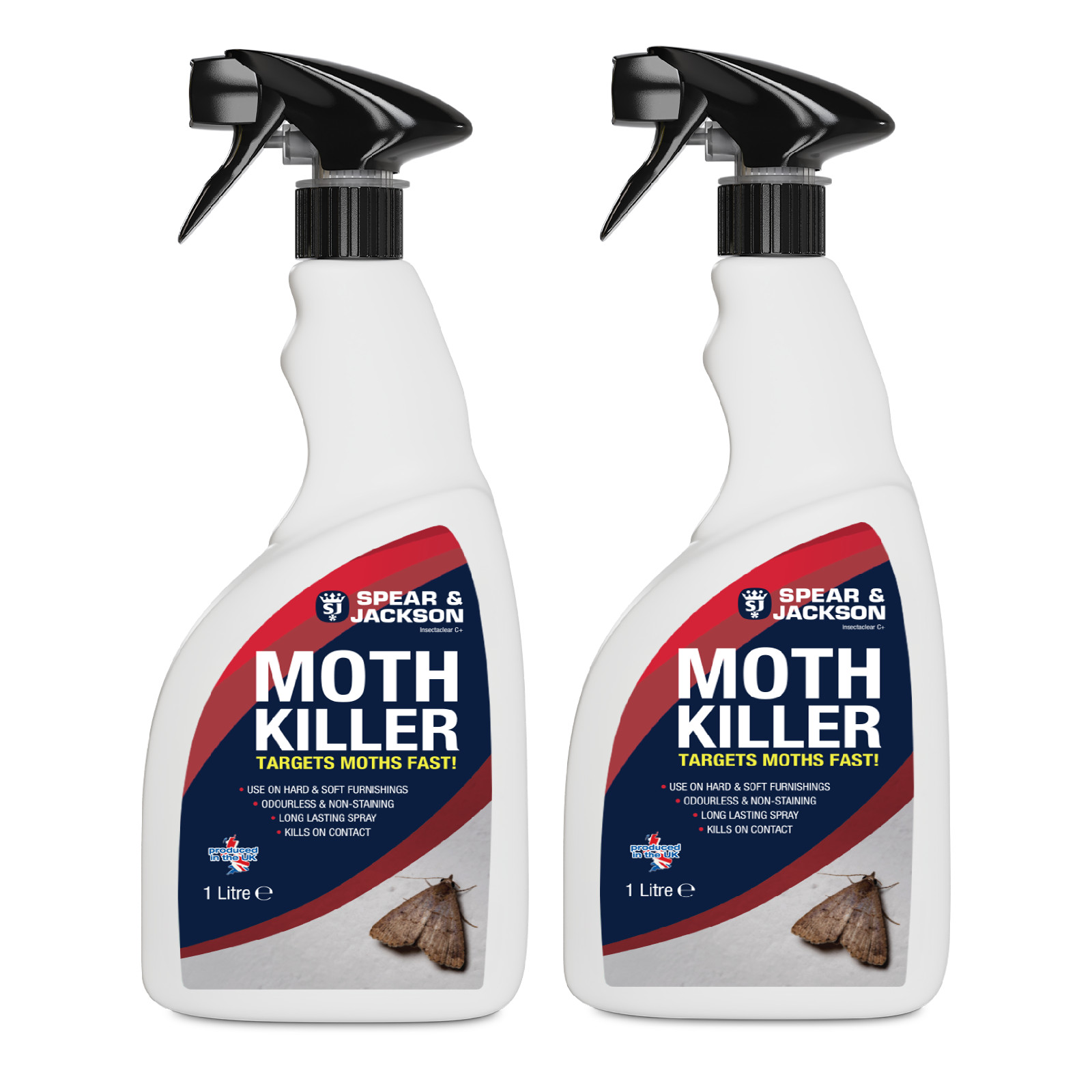 Moth Killer, 2 x 1 L, Long-Lasting, Odourless, Insecticide, Spear & Jackson