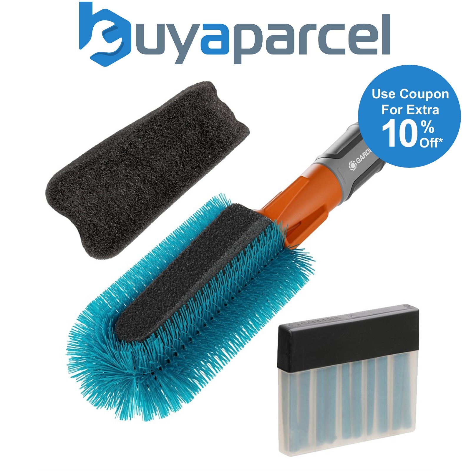 Gardena Cleansystem Bike Wheel Pram Cleaning Brush & Sponge Shampoo Sticks