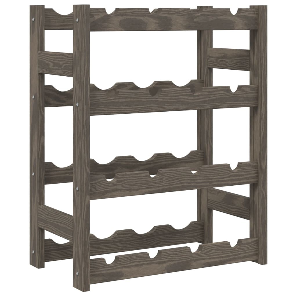 Wine Rack for 16 Bottles Shelf Bottle Holder Grey Solid Wood Pine vidaXL