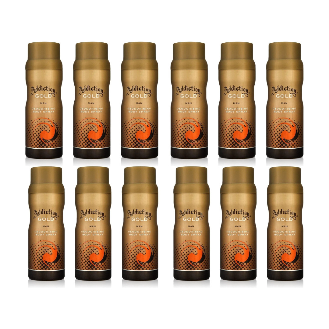 Addiction Gold Deodorant Body Spray for Men 150ml - Pack Of 12
