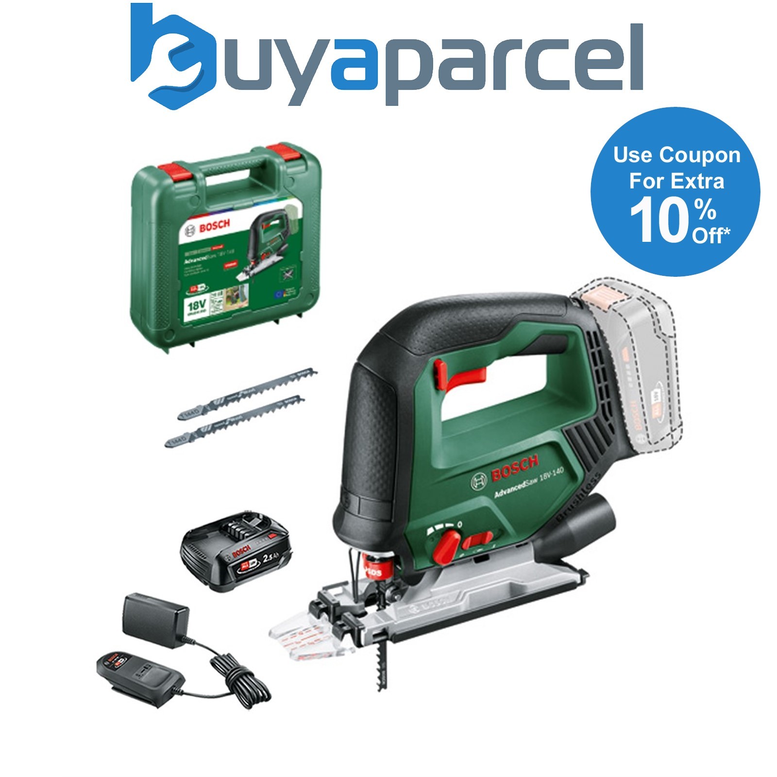 Bosch 0603013002 18v Brushless Cordless Jigsaw AdvancedSaw 18V-140 - 1 x 2.5AH