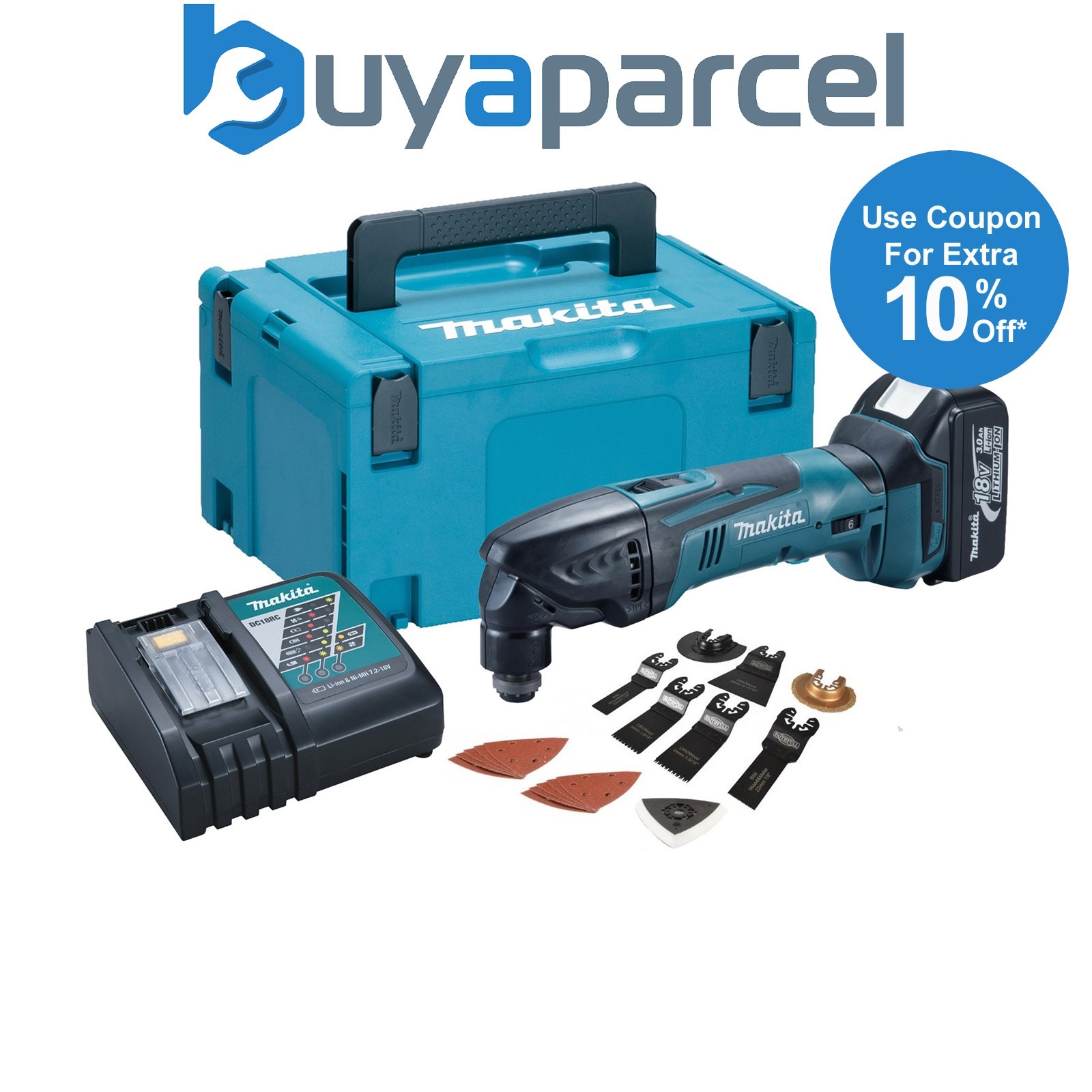 Makita DTM50 18v LXT Cordless Multi Tool - 1 x 3.0ah Battery + Case +Accessories