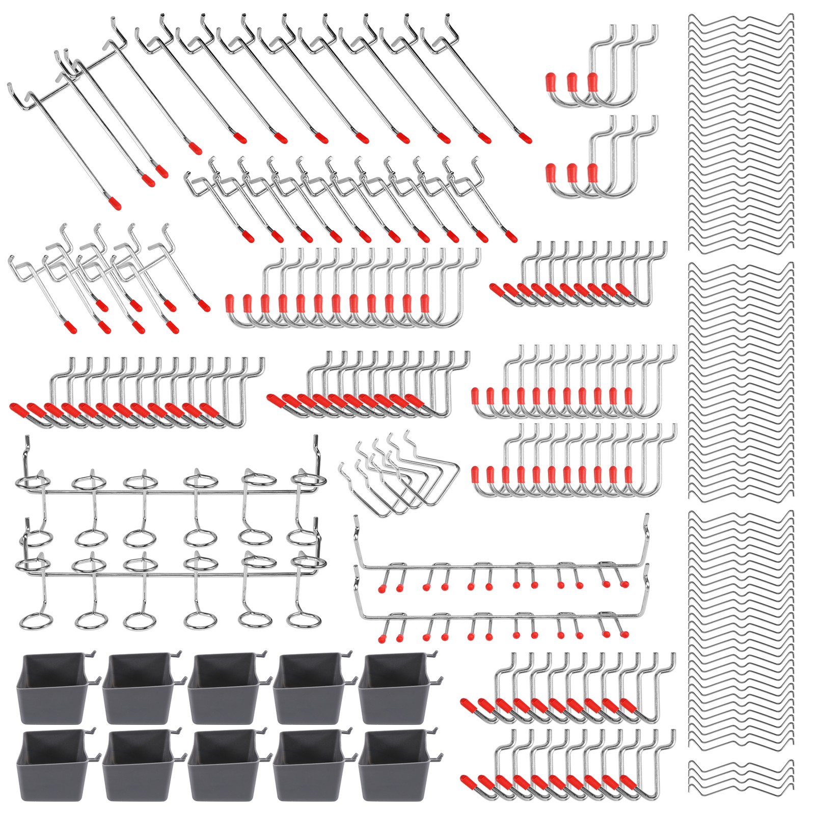 228 Pcs Pegboard Hooks Assortment with Metal Hooks Sets, Pegboard Bins, Peg6205