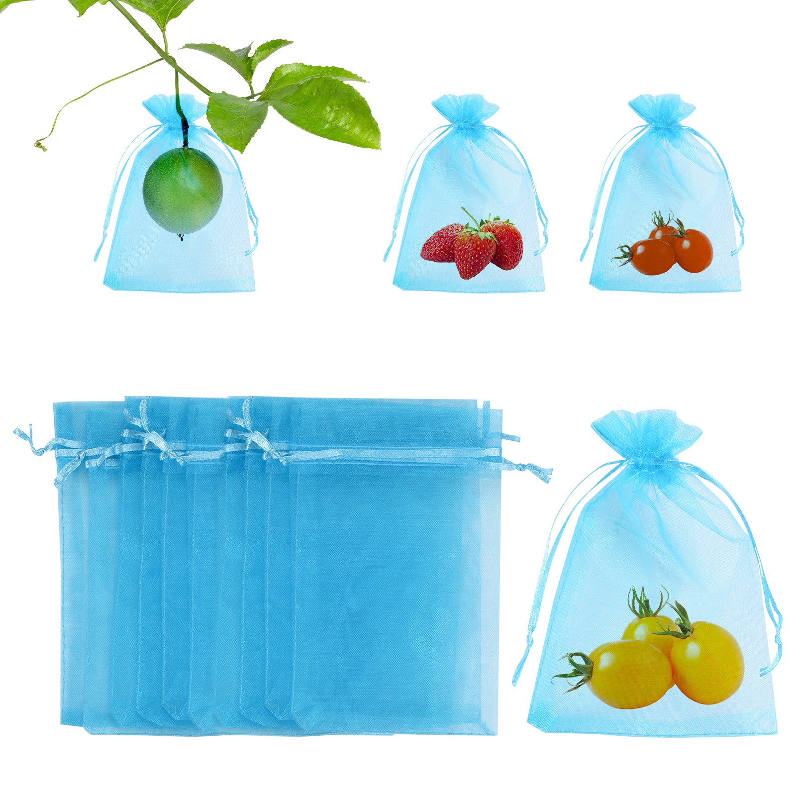 200 Pcs Fruit Protection Bag - 4x6 Inch Fruit Bag Apply to Plants(Lake Blue)