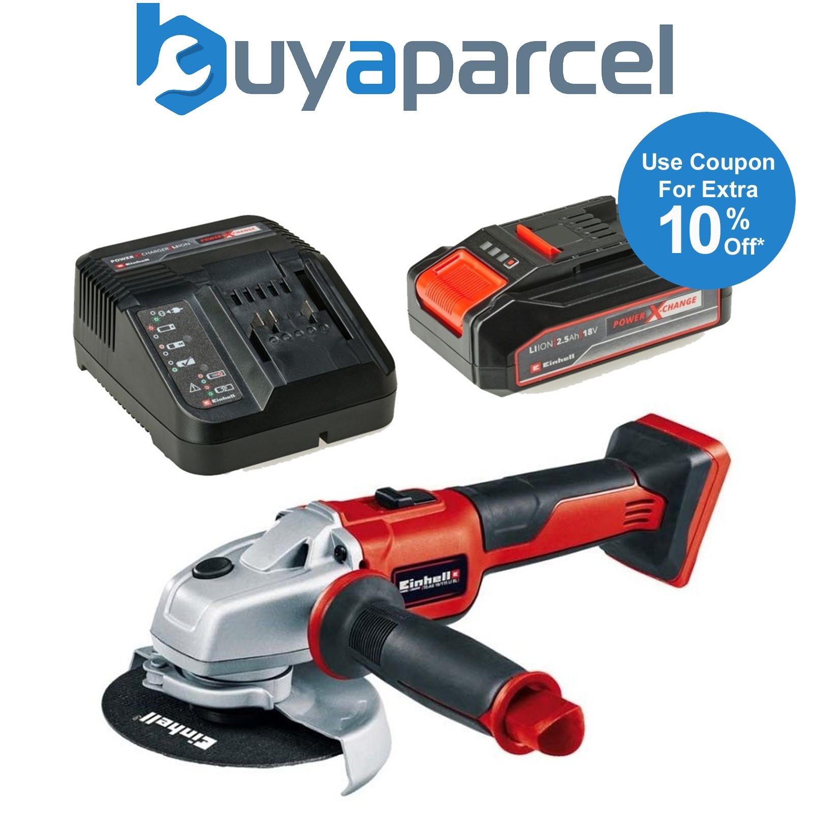 Einhell 18v Cordless Brushless Angle Grinder 115mm Axxio Power X-Change + 2.5ah