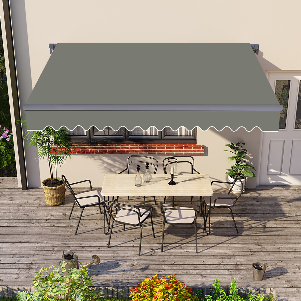 2.5x2m Manual Awning Canopy Outdoor Patio Garden Shade Retractable Shelter Grey