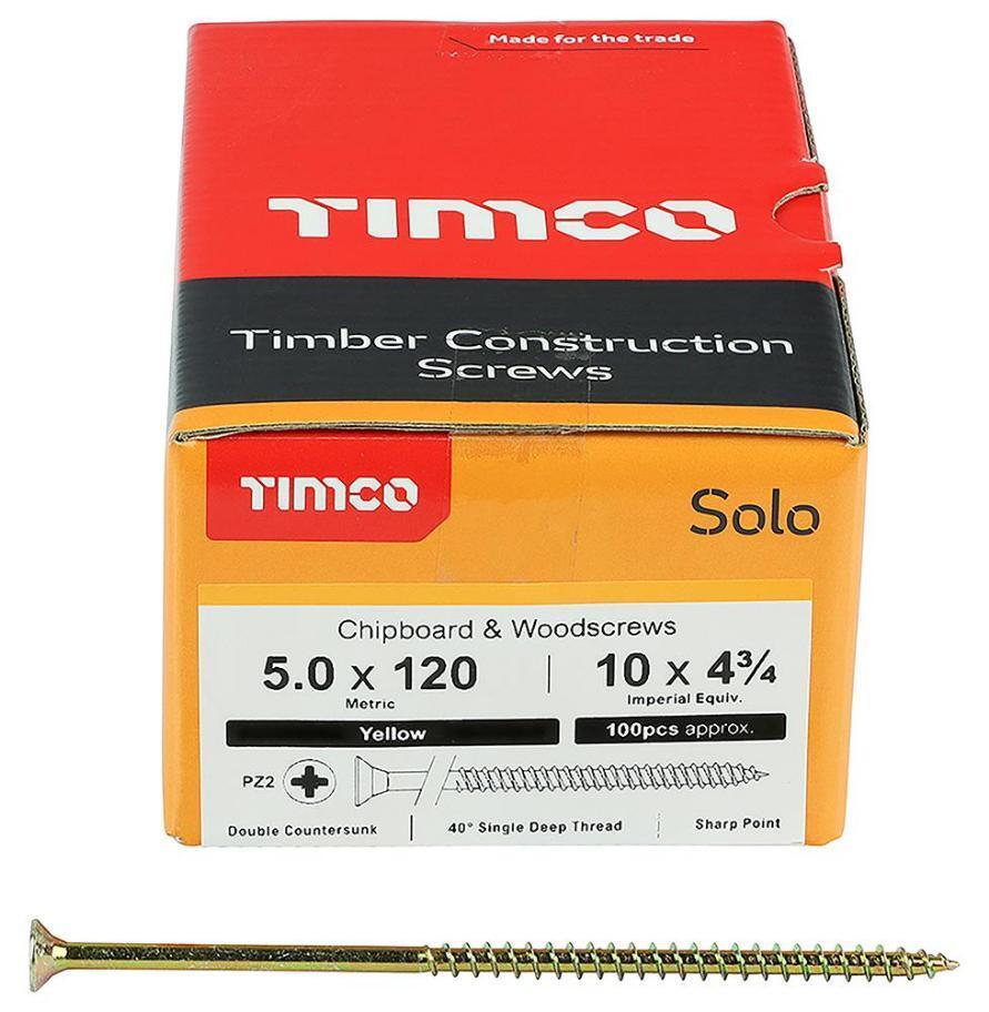 5 X 120mm Pozidriv Double Countersunk Zyp Solo Chipboard & Wood Screws 100 Pack