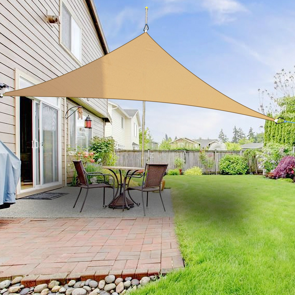 5m Sun Shade Sail Garden Patio Awning Canopy 98% UV Block Triangle Sand