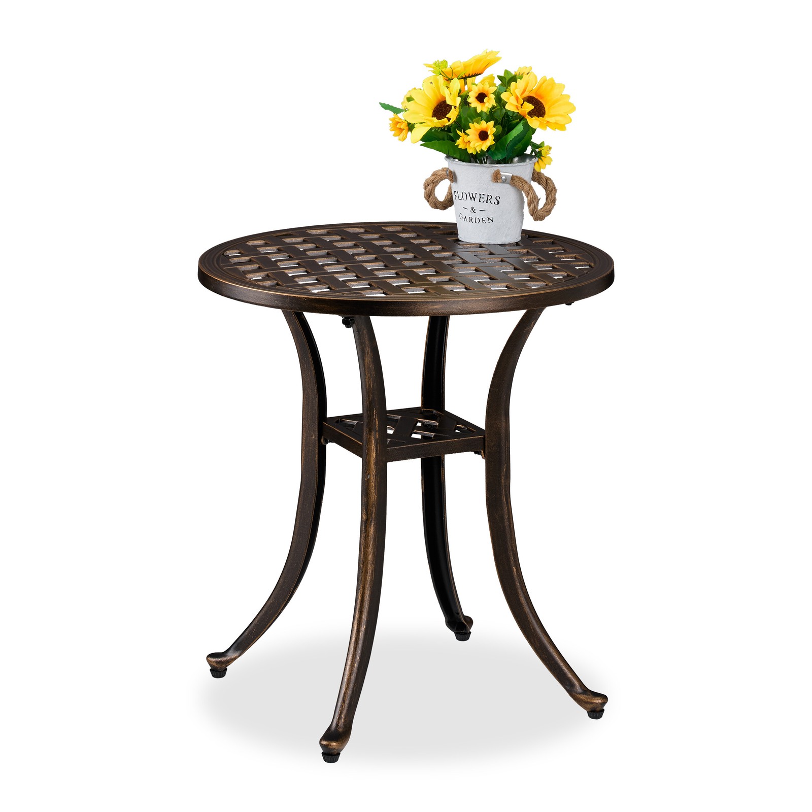 Garden Side Table Balcony Patio Outdoor Coffee Metal Bistro Aluminium 53x49cm