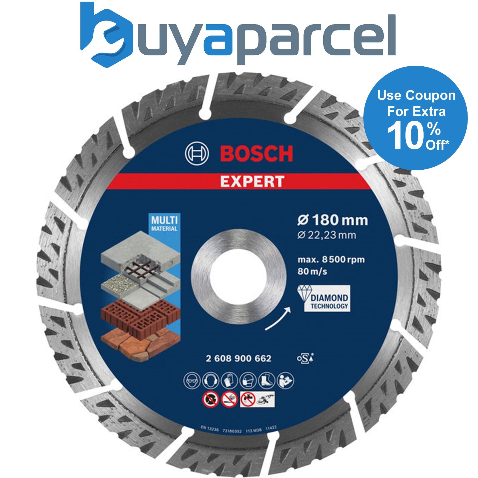 Bosch EXPERT MultiMaterial Diamond Cutting Disc 180 x 22.23 x 2.4 x 12mm