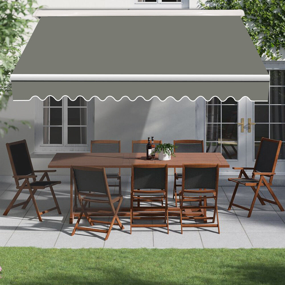 Patio Garden Retractable Awning Half Cassette Electric Canopy 3.5x2.5M Grey