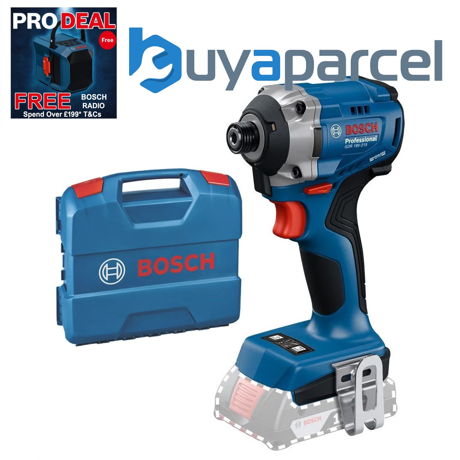 Bosch Professional GDR 18V-215 18v Cordless Brushless Impact Driver + Carry Case