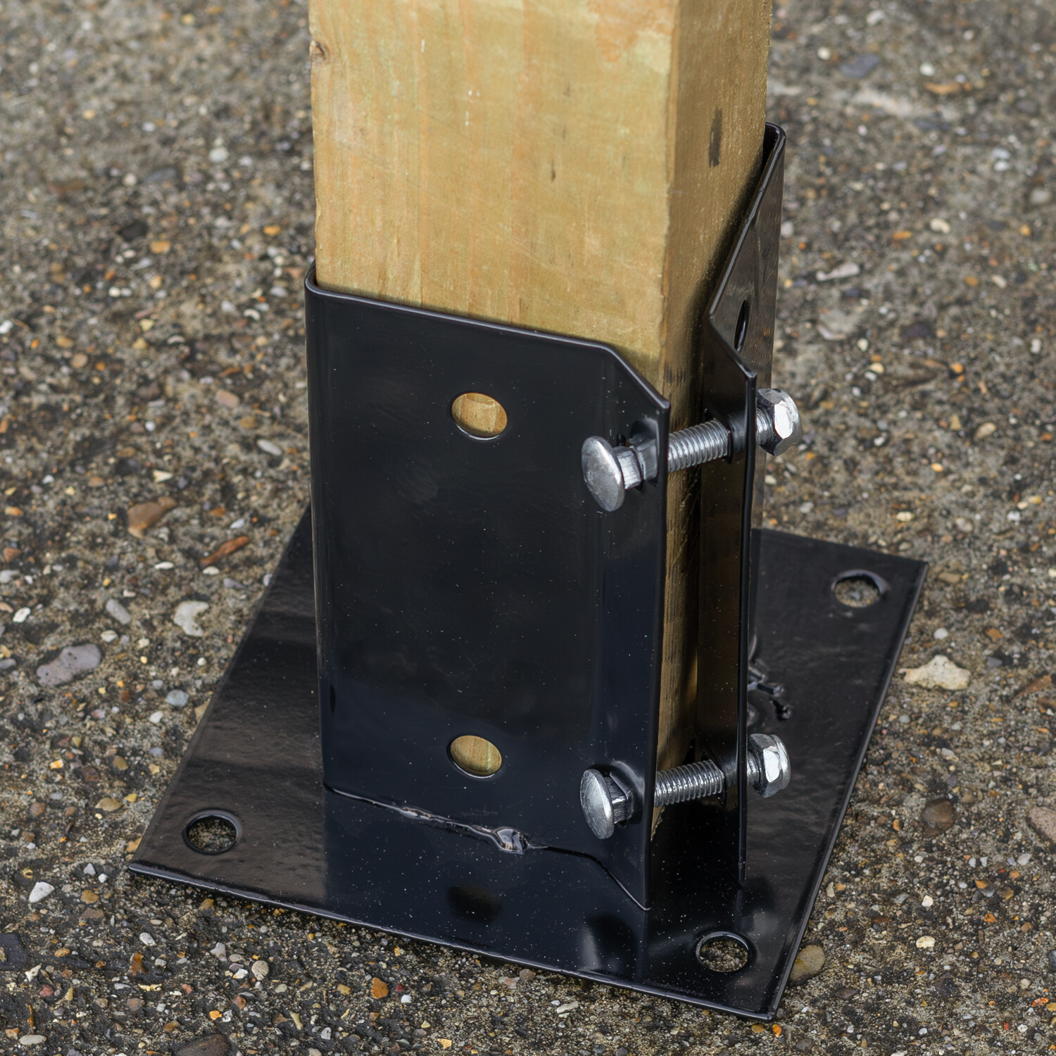 Woodside Steel Bolt Down Fence 75mm Timber Post Holder/Support Base (pack of 4)