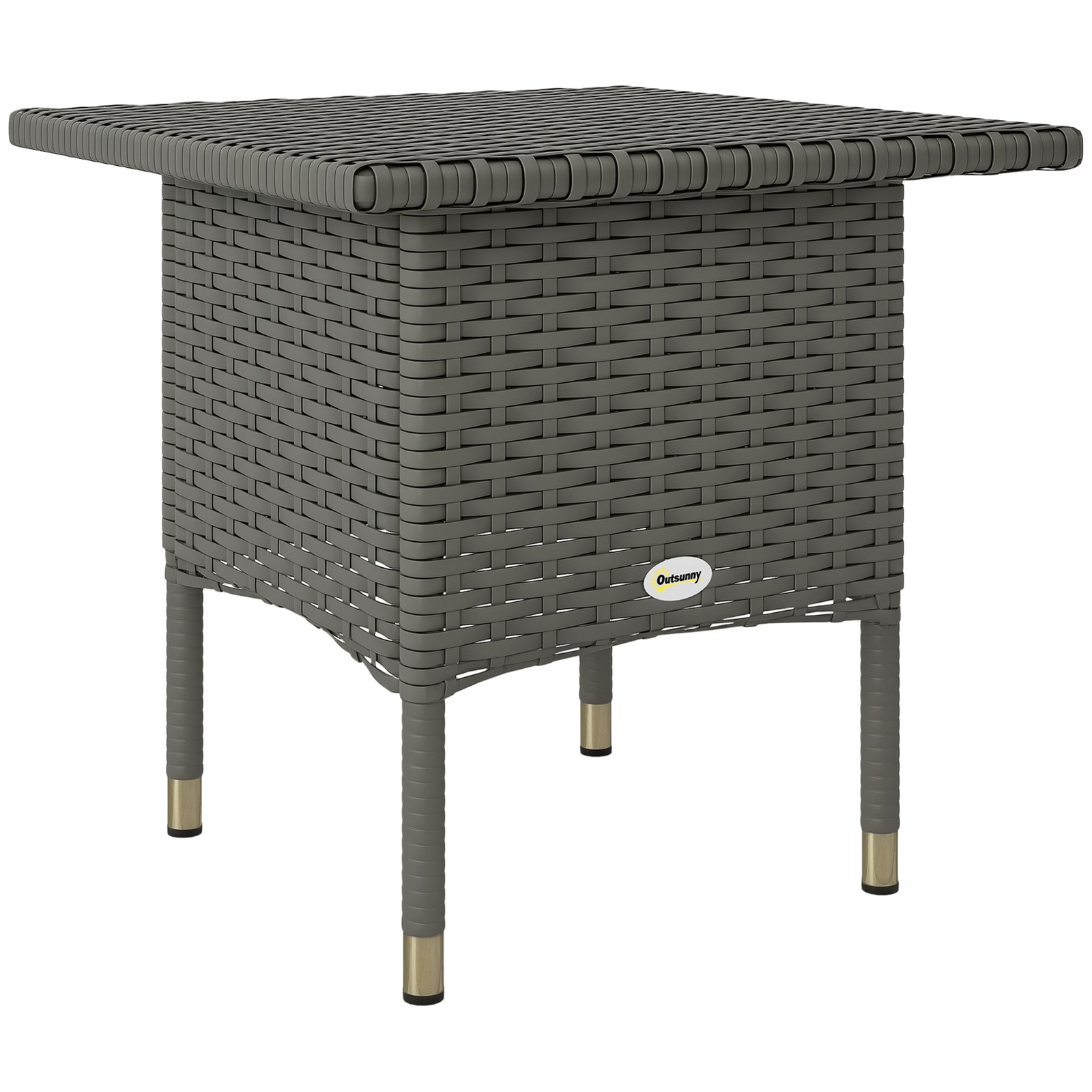 Outsunny PE Rattan Outdoor Coffee Table, Easy Match Rattan Side Table, Grey