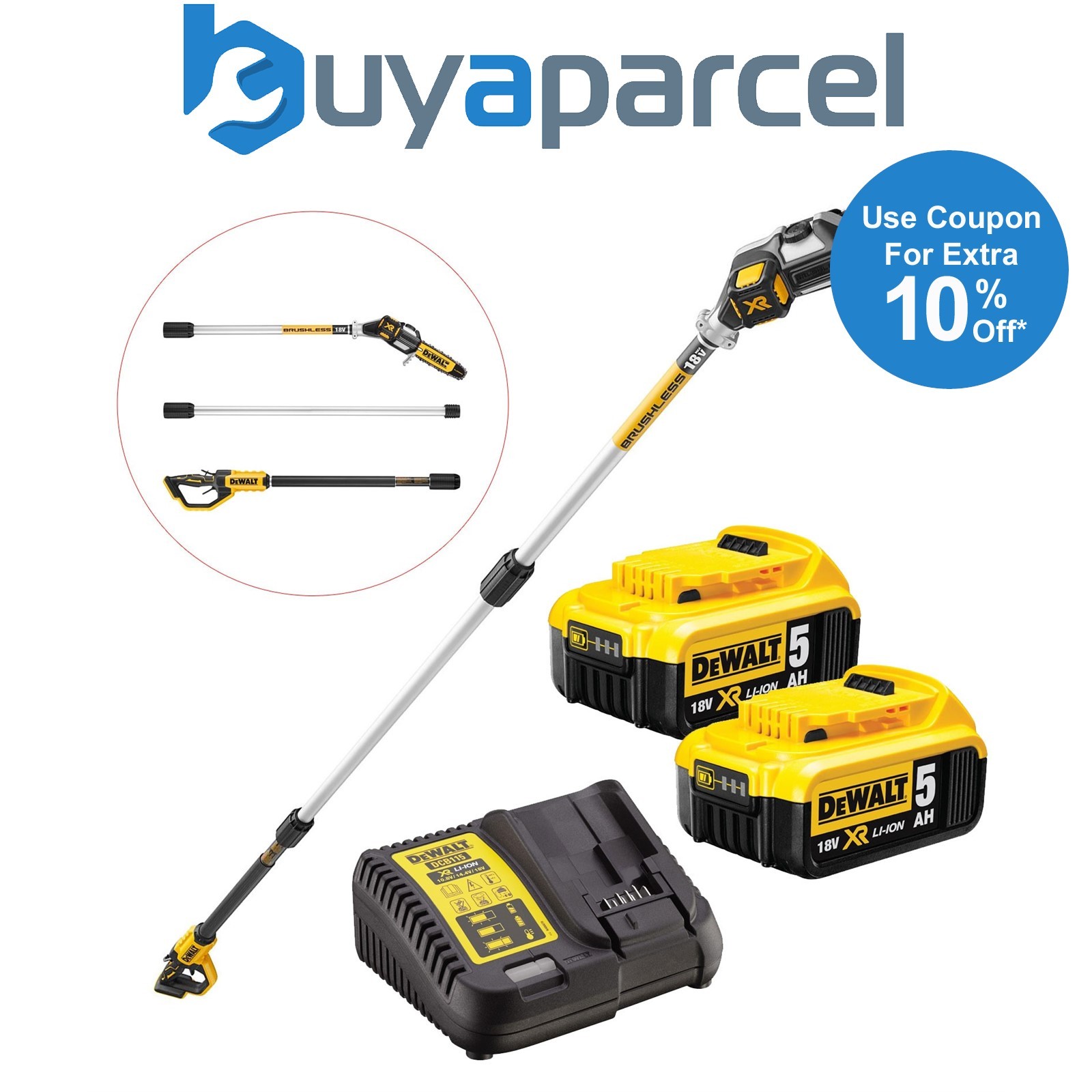 Dewalt DCMPS567P2 18v XR Brushless Pole Saw Chainsaw Pruner Split Shaft -2X5.ah