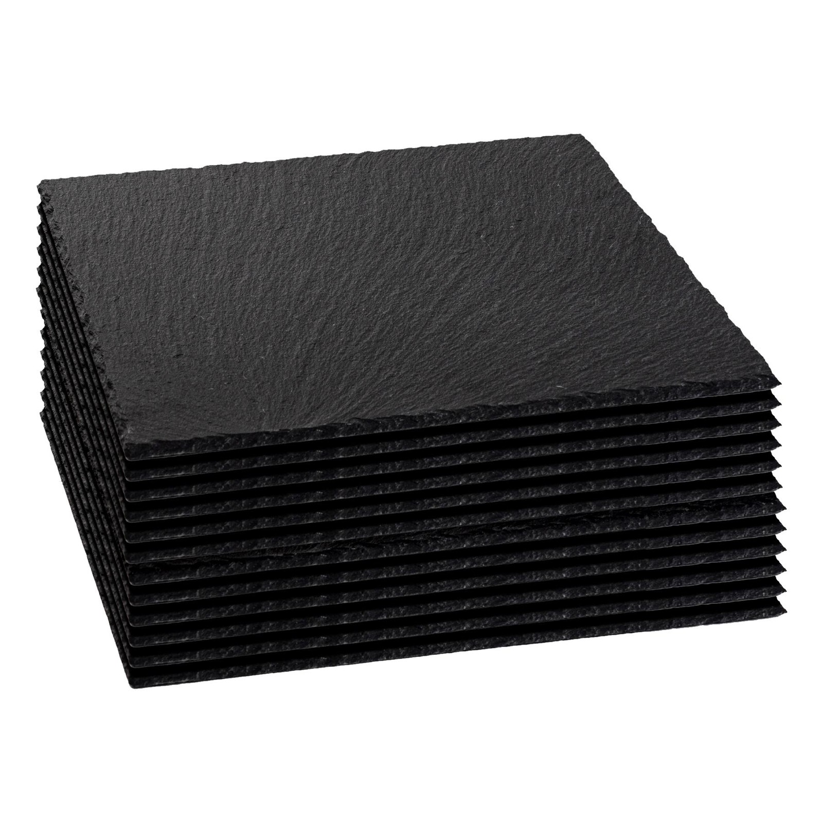 12x Square Slate Placemats 33cm Natural Rustic Dining Table Place Mats Set