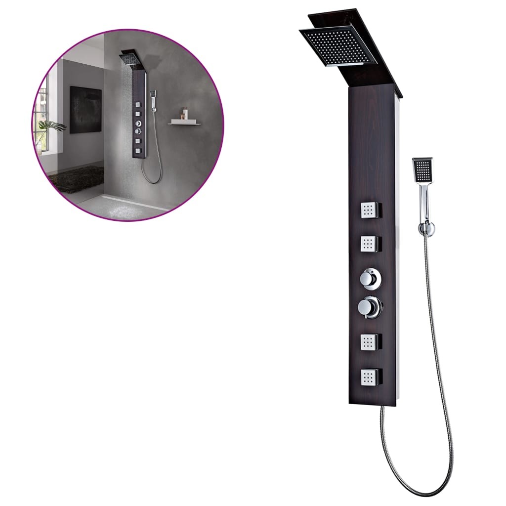 Shower Panel System Glass Brown Tower Pillar with Massage Jets Bathroom vidaXL