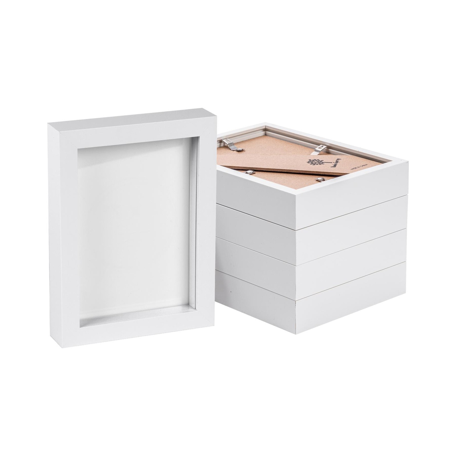 5x White 5" x 7" 3D Box Photo Frames Standing Hanging Craft Shadow Picture
