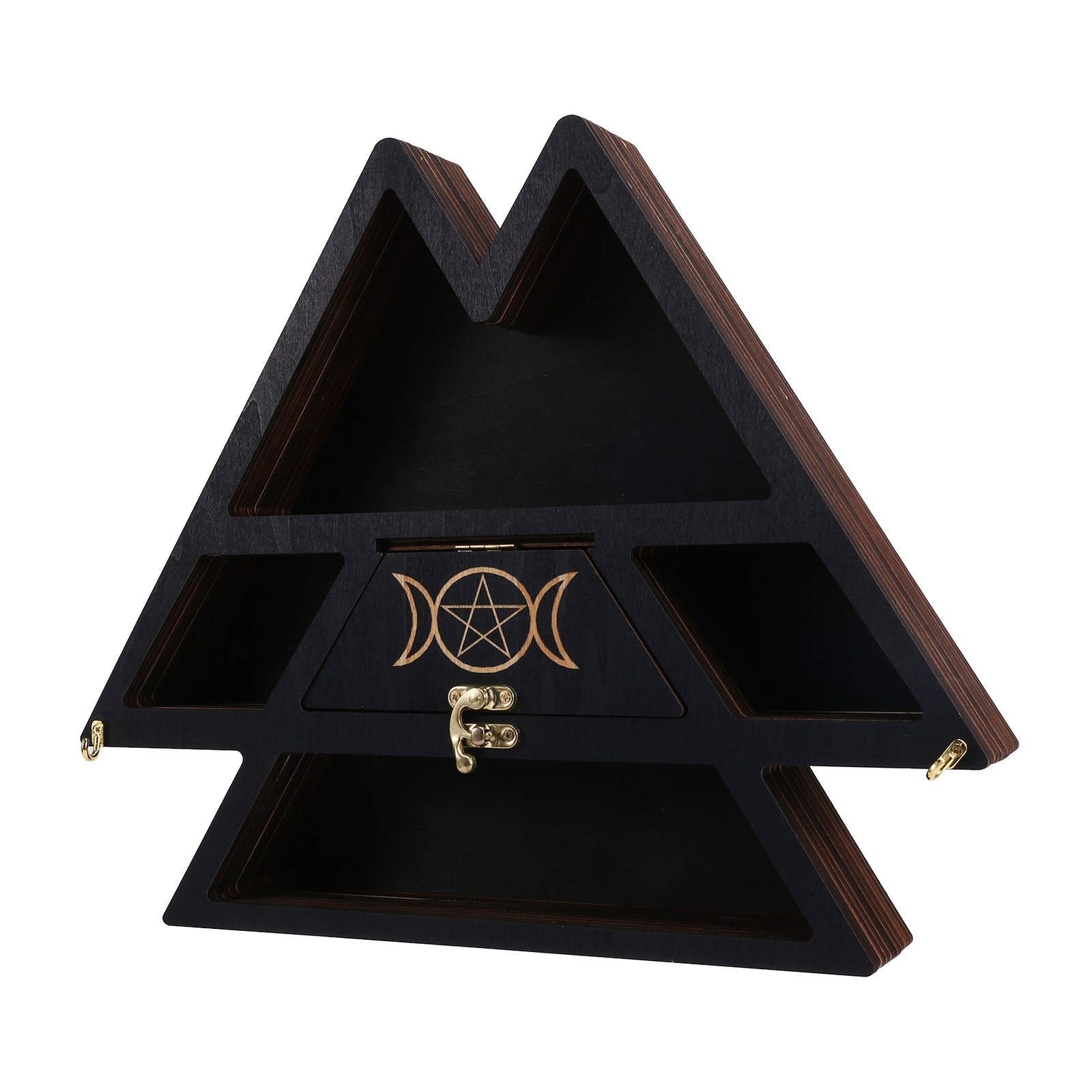 Wooden Pyramid Wall Shelf Crystal Display Rack Floating Shelf for Living6150