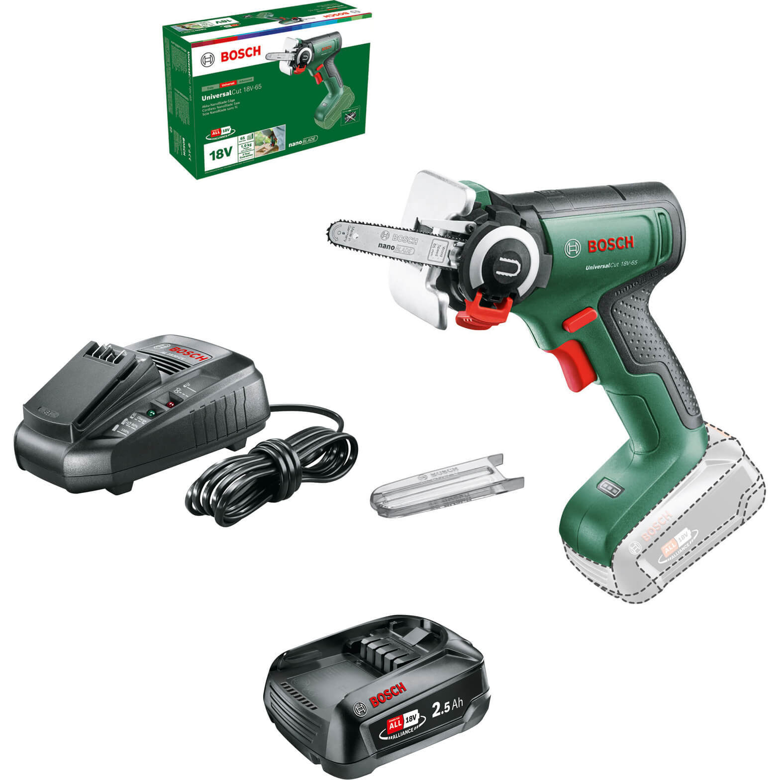 Bosch UNIVERSALCUT 18V-65 P4A 18v Cordless Nanoblade Saw 1 x 2.5ah Li-ion