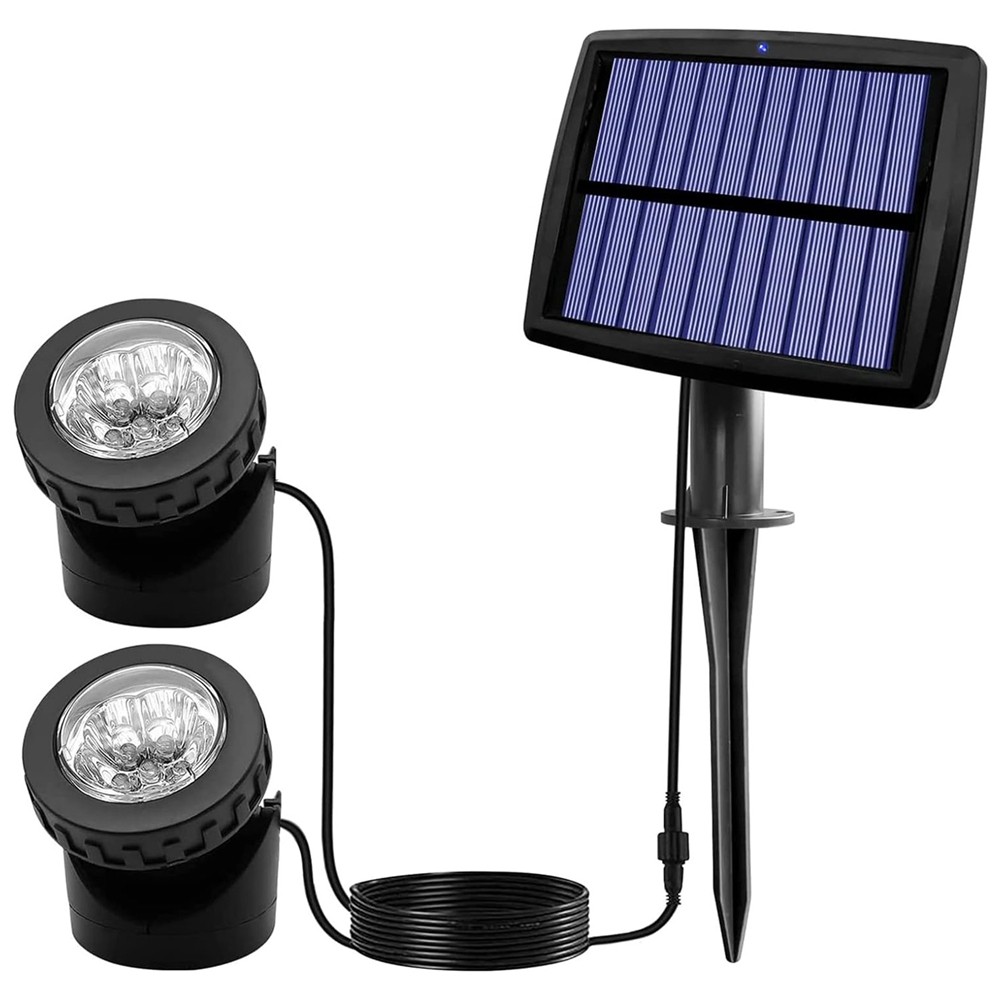 Solar Pond Spotlights, LED Solar Underwater Lights with Dual Head 6216