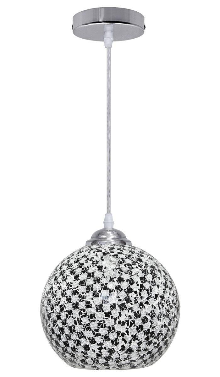Vintage Black White Mosaic Glass Ceiling Hanging Pendant Light Shade H3012