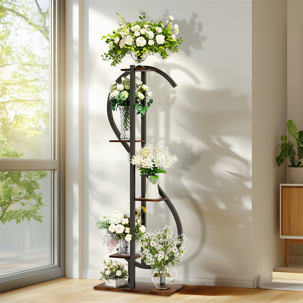 Heavy Duty Vertical Plant Stand S-Shaped Flowers Pot Display Rack for Home Decor