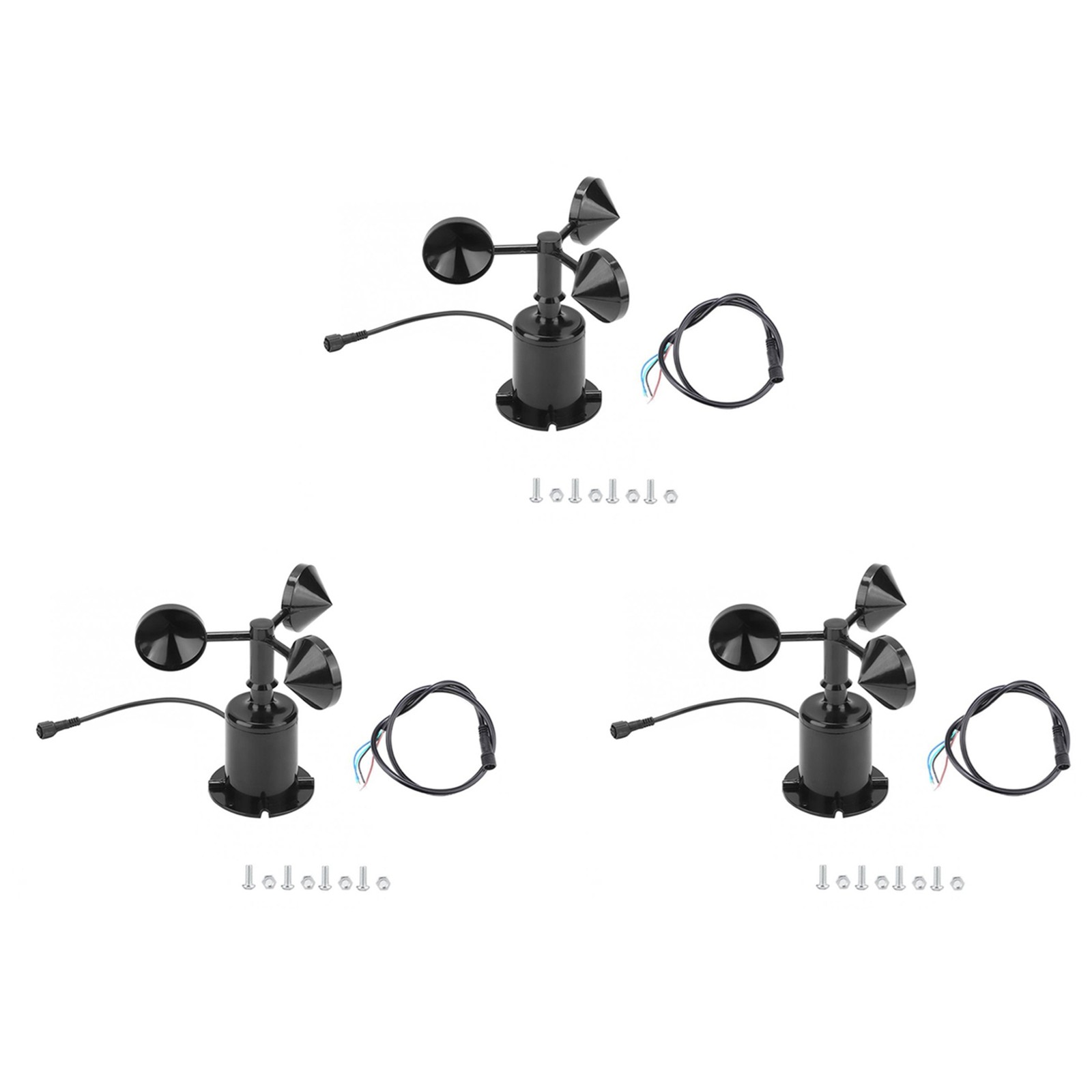 3X 0-70M/S Wind Speed Sensor Environment Output Pulse Type Three Cups Wind1738