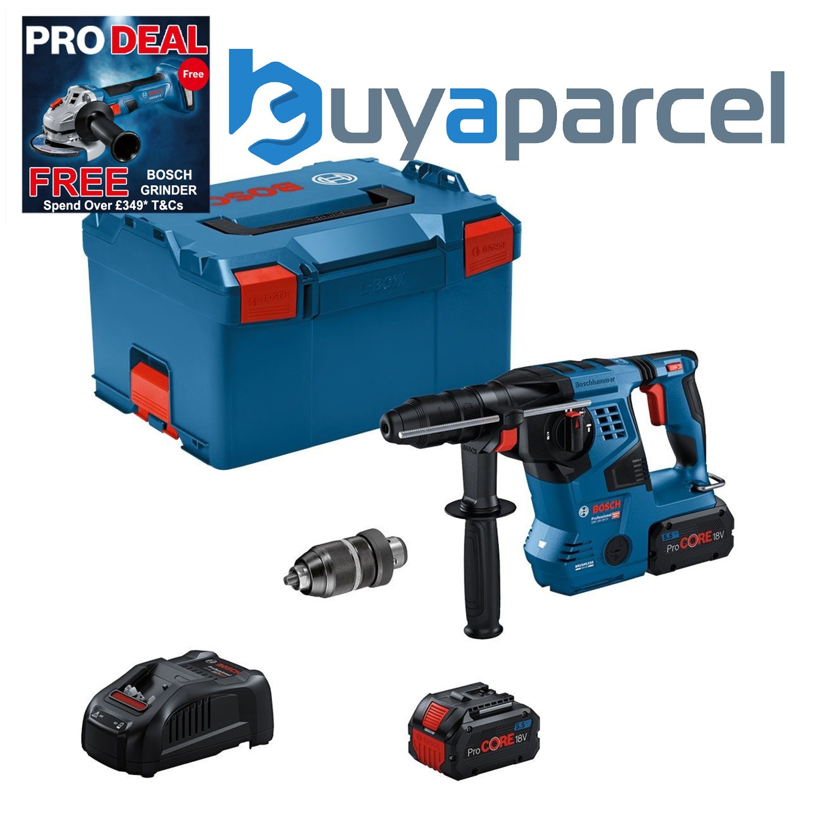 Bosch GBH 18V-28 CF Pro BITURBO SDS-Plus Rotary Hammer 18V 2 x 5.5Ah Battery