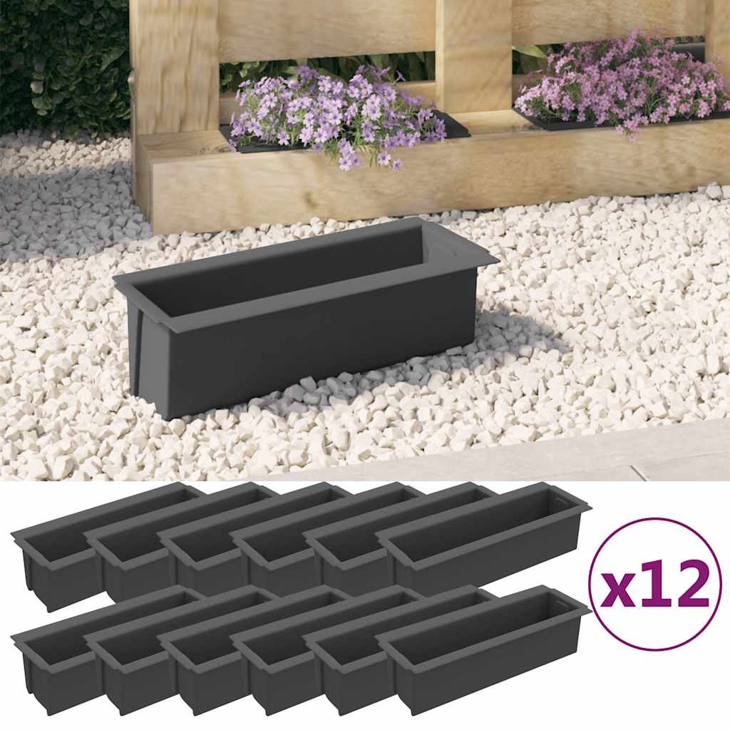 12x Flower Boxes for Euro Pallets Grey PP Raised Bed Patio Planter vidaXL