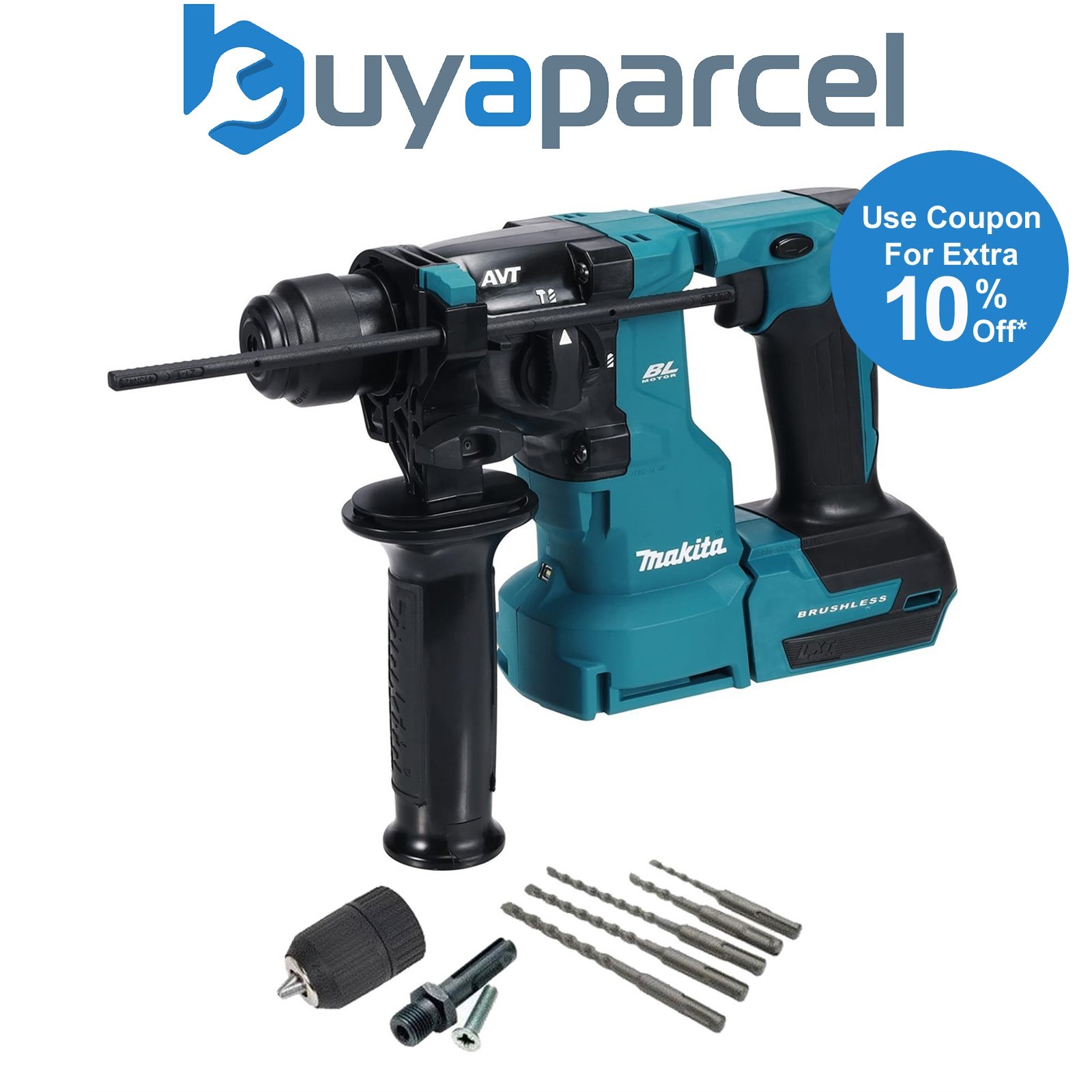 Makita DHR183Z 18V LXT Brushless SDS Rotary Hammer Drill 18mm + SDS Bits + Chuck