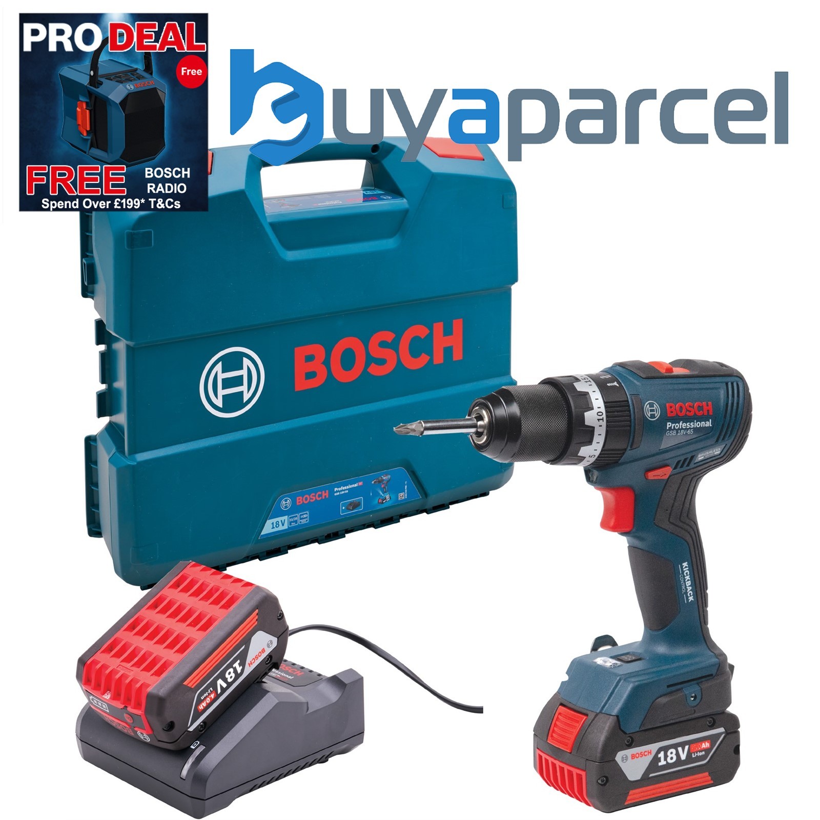 Bosch 0615990L7C GSB 18V-55 Professional Combi Drill 18V 2 X 5.0AH XMS25COMBIB