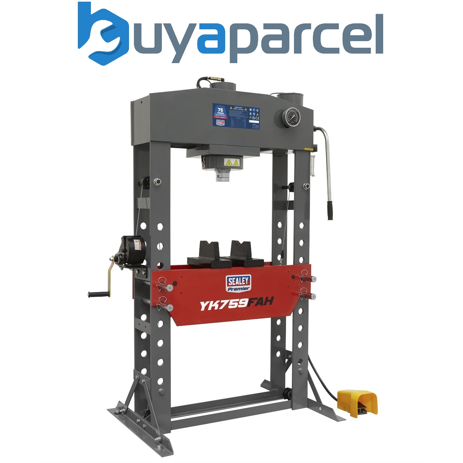 Sealey YK759FAH Premier Air/Hydraulic Floor Type Press with Foot Pedal 75 Tonne