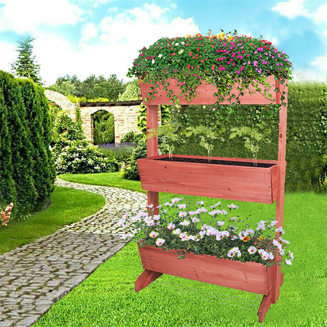 3 Tier Raised Garden Herb Planter Box Wooden Vegetable Grow Stand Indoor Outdoor