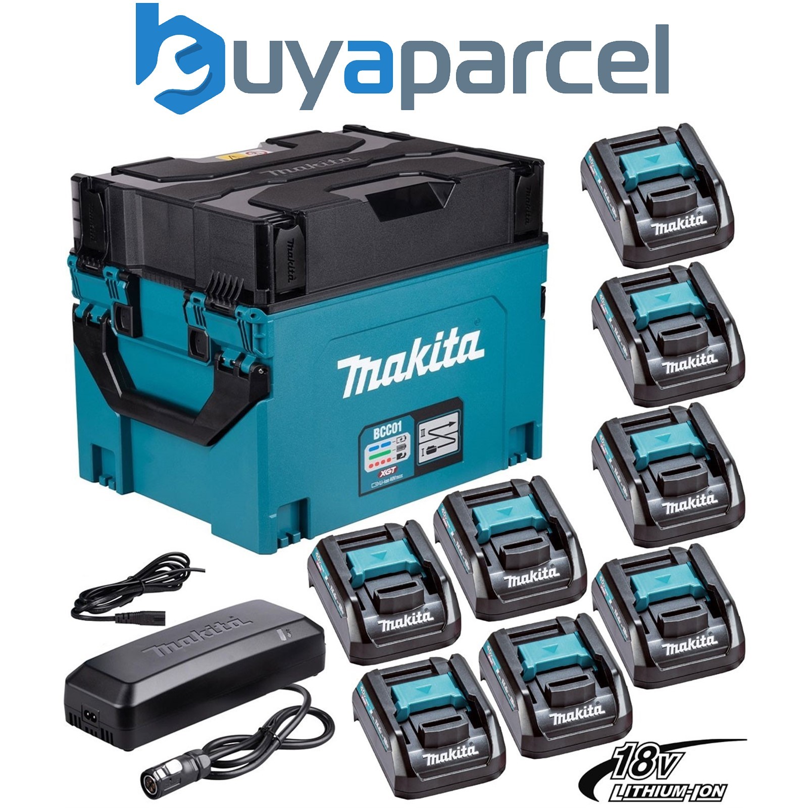 Makita BCC01 LXT 18v Battery Charger Box Makpac + 8 Charging Ports + ADP10 XGT