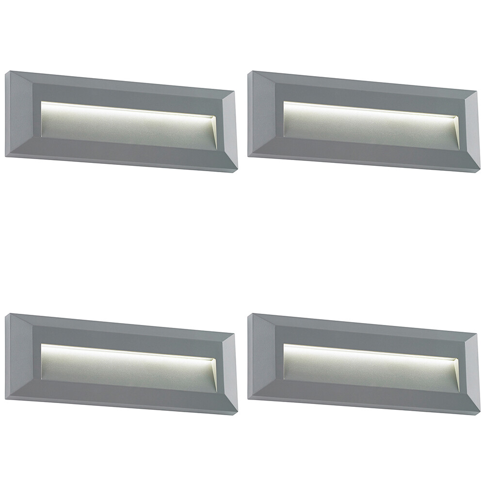4 PACK Outdoor Pathway Guide Light - Indirect 2W Warm White LED - Gray ABS